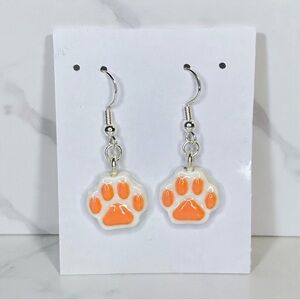 Animal Paw Print - Handmade Earrings - Orange
